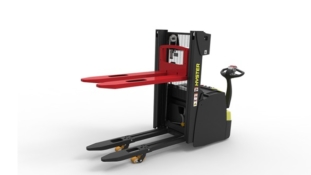 New Hyster stacker built for loading plates and double pallets.